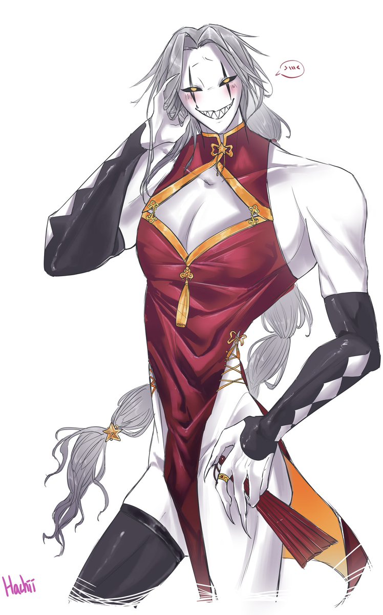 Hedybd11's tweet image. 穿上旗袍！

Added some different textures this time!
#jester #thefreakcircus #thefreakcircusharlequin
#pierrot #tfc #怪胎马戏团 #Cheongsam