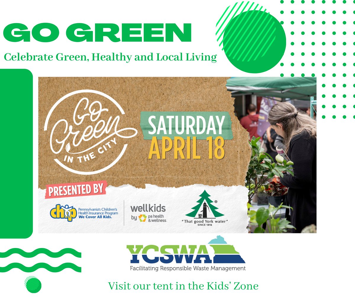 YorkSolid's tweet photo. Come out to GO GREEN IN THE CITY on Saturday, April 18th from 10 am until 3 pm!
You will find us in the YCSWA sponsored KIDS’ ZONE. 
#keepyorkcountycleanandsafe
#gogreeninthecityyork2026 https://t.co/srGF32Pn1y