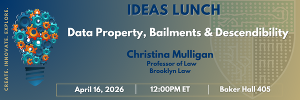 yaleisp's tweet photo. Tomorrow! Don’t miss "Data Property, Bailments &amp; Descendibility" with Christina Mulligan (Brooklyn Law School)

Thursday, April 16, 2026, from 12:00–1:30 PM in Baker Hall 405.

Zoom available for ISP fellows https://t.co/gJaYsiz61d