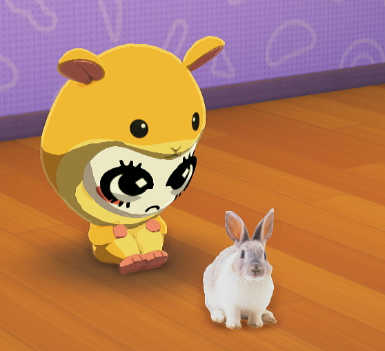 jesterberry's tweet photo. i finished the demo to get her the hamster costume and she looks so fucking stupid i love her https://t.co/bEUl0IVuxG
