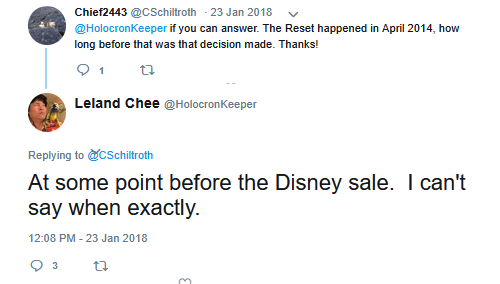 jadexskywalker's tweet photo. Confirmed from two pretty high up people, the Expanded Universe was stopped BEFORE the Disney buyout. This is no gotcha, I'm an EU fan above all else, but very interesting for sure! Thanks to @JacobKenne92848 for asking again. https://t.co/kKCzmocZgi