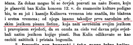 Хрватски филолог Ватрослав Јагић, спомиње неколико пута повељу бана Кулина у својој књизи "Historija književnosti naroda Hrvatskog i Srpskog" и сваки пут каже дa је писана на српском језику.
Читава књига овдје: books.googleusercontent.com/books/content?…