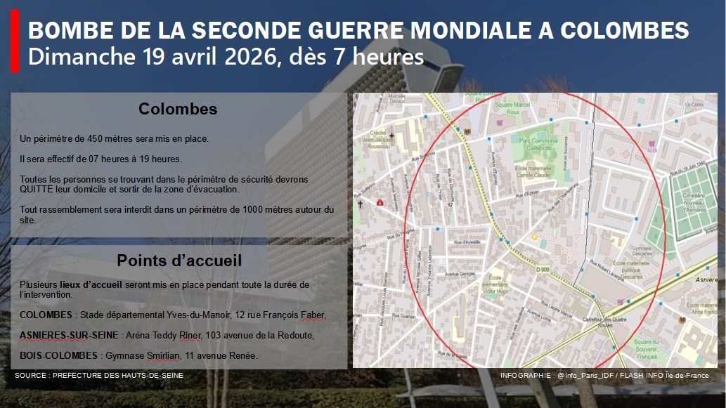 info_Paris_IDF's tweet image. 🔴 ALERTE INFO - #Colombes : Une bombe a été découverte.

👉 Datant de la Seconde Guerre mondiale, elle a été découverte sur un chantier de la rue des Champarons. Une opération de déminage aura lieu dimanche. Le secteur sera évacué et bouclé. (Préfecture) #HautsdeSeine
