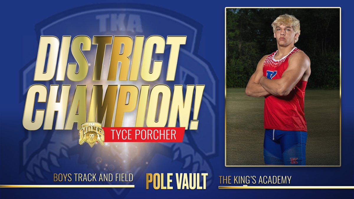 TKALions's tweet photo. Tyce Porcher is the district champion in pole vault! #tkatrack 

@TKAWPB @pbphighschools @ESPNWestPalm https://t.co/D8r7aLfo8u