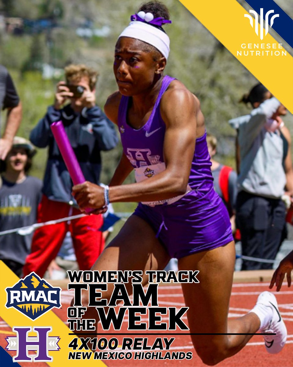 RMAC_SPORTS's tweet photo. New Mexico Highlands' 4x100-meter relay is your RMAC Women's Track Team of the Week, presented by Genesee Nutrition! 

🗞️:  https://t.co/oazGvknT5c

#EverythingElevated | @GeneseeProtein | @NMHU_Athletics https://t.co/gAnjOSCvPk