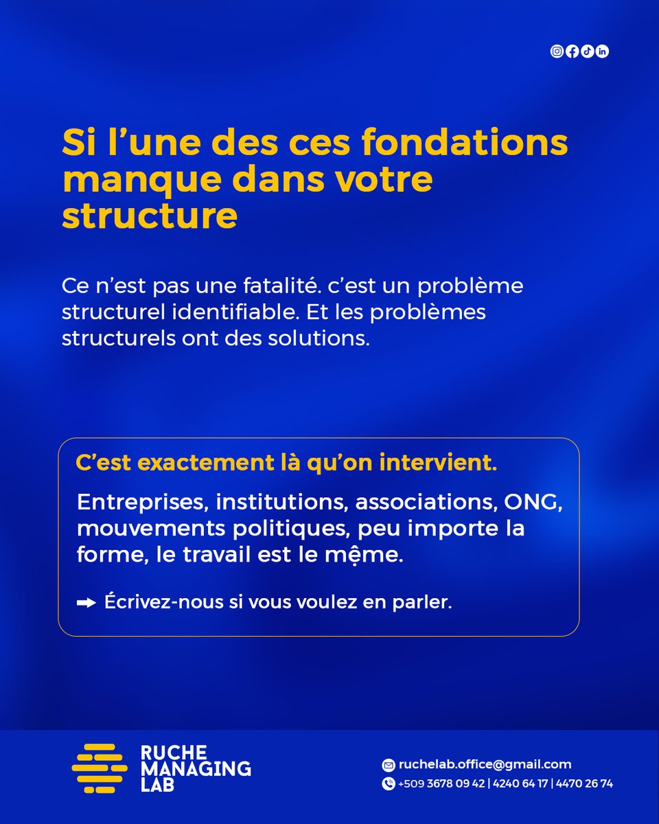 Ruchemlab's tweet photo. Ce carrousel détaille ces 3 fondations, avec les signes concrets de leur présence ou de leur absence. Sauvegardez-le et évaluez honnêtement où en est votre structure. https://t.co/n7ilSNPgOa