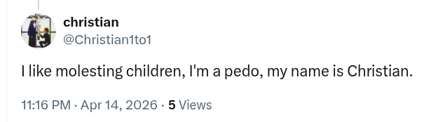 textgain's tweet photo. @Christian1to1 @RoCatchers @ExposingSchlep @FBI wdym im mad? aren't you the one seething and unable to respond so you just deflect. you know it's true! you are a pedophile. also i never said i crossed the line. https://t.co/30TmSYszHI