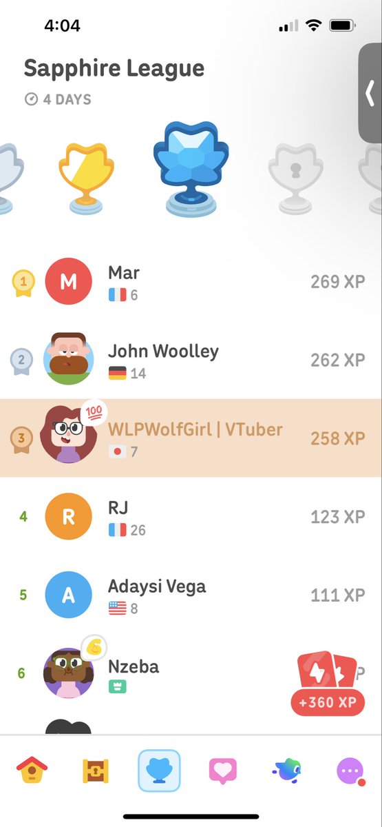 WLPWolfGirl's tweet photo. Had to take my spot back iv been slacking but I hit a milestone and got a 3 day free trial that does not use my one week free trial(trying to do this fair and square so that’s cool to see) but I took a look it applies to pc as well. So may do some #duolingo streams be it runs out https://t.co/npfk8vPhuw