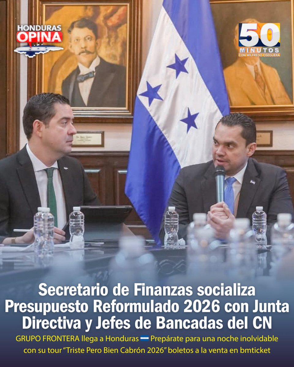 Ministro de la SEFIN, Emilio Hernández Hercules, socializó hoy en el Congreso Nacional, el Presupuesto Reformulado 2026 con Junta Directiva y Jefes de Bancada del CN. <a href="/TommyZambranoM/">Tommy Zambrano</a> <a href="/eehercules/">Emilio Hércules</a> 

<a href="/SEFINHN/">SEFINHN</a>