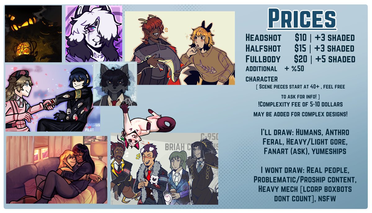 Ok these are open again just with updated prices n examples n such but you can still look at the og for examples of my other work👍👍👍👍👍

dm if interested !! open till june 1st!