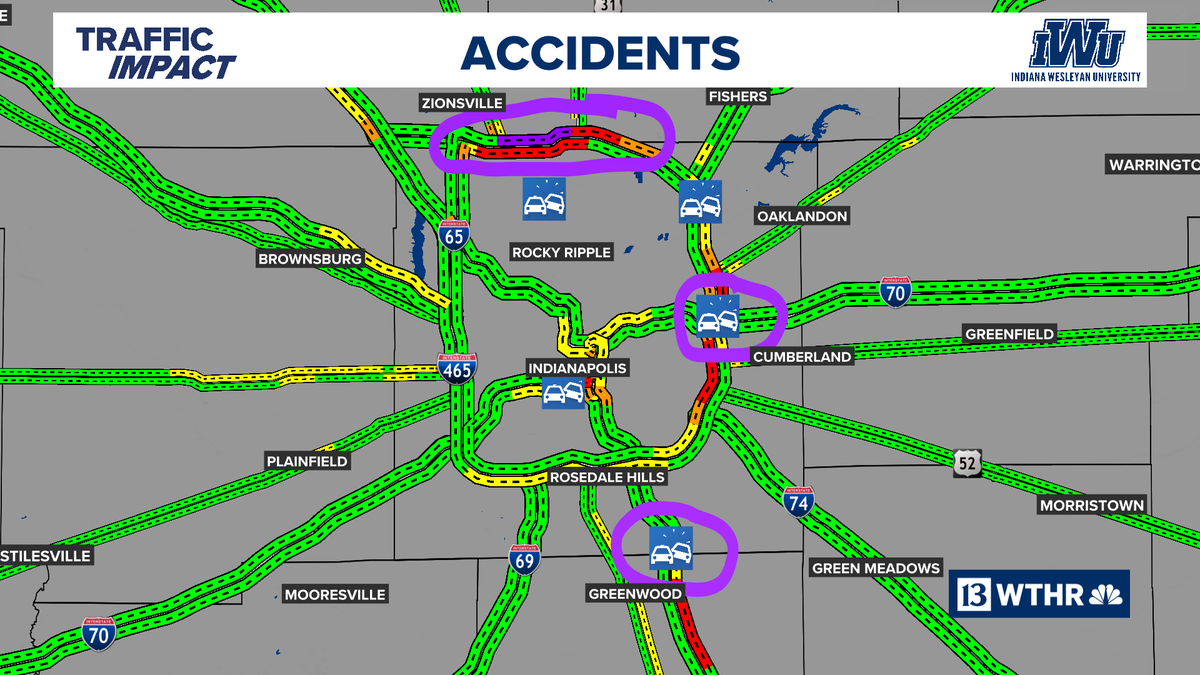 U-G-L-Y

Good luck getting home this evening.

465 northside impacted by the cut gas line for past 5 hours...maybe another 2 to go.

4 lanes of 465 NB on eastside just north of I-70 closed due to crash.

Crash on I-65 NB near Greenwood slowing traffic.