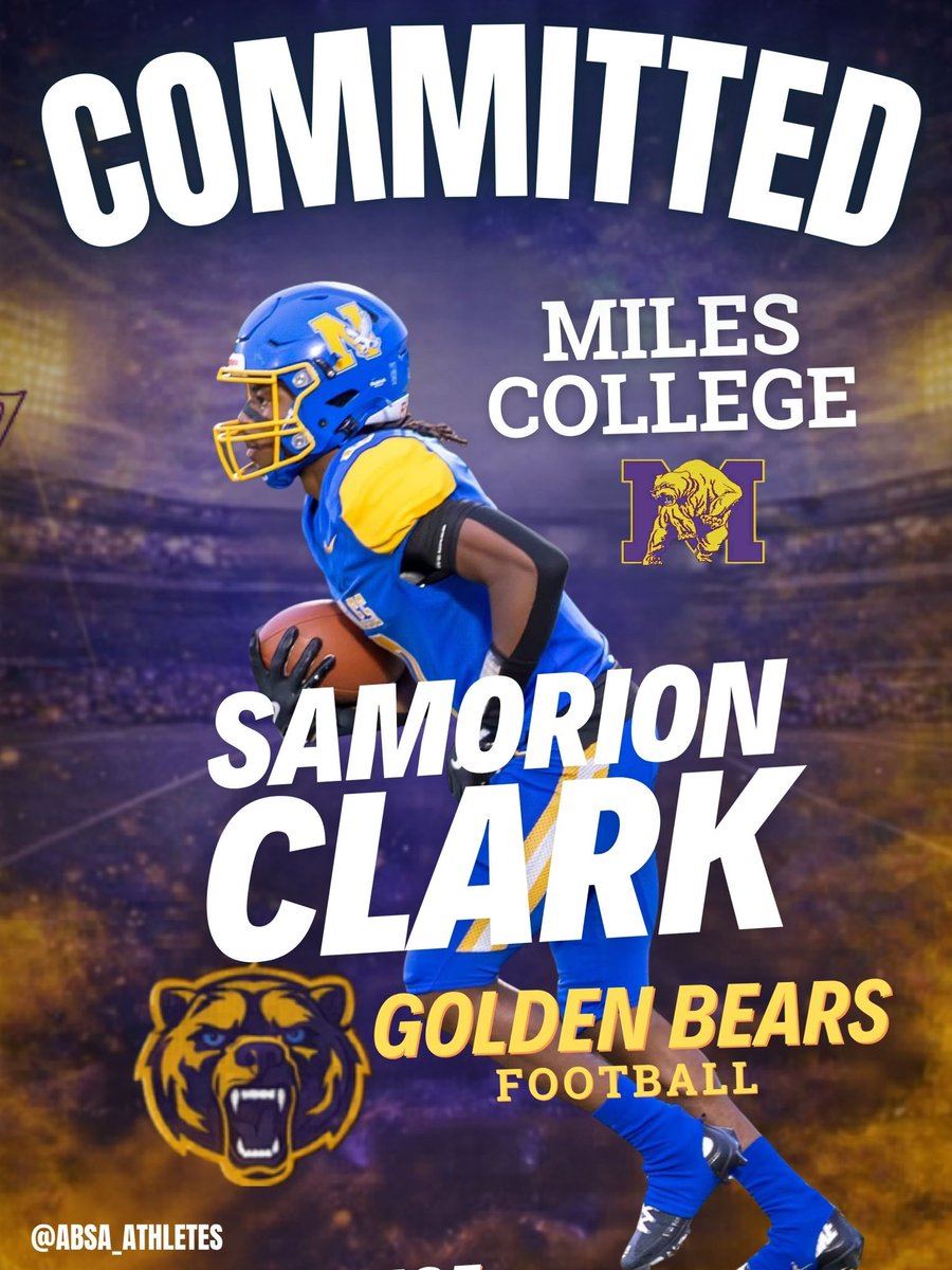 clark_samorion's tweet photo. #AGTG excited to announce my commitment to continue my academic and athletic journey at @miles_football.I want to thank God, my family,my coaches, my teachers, and my teammates for all of their support.@coachcdudley @AHSAAUpdates @absa_athletes @halltechsports1 @Alabama_Varsity https://t.co/qkWbyLAotJ