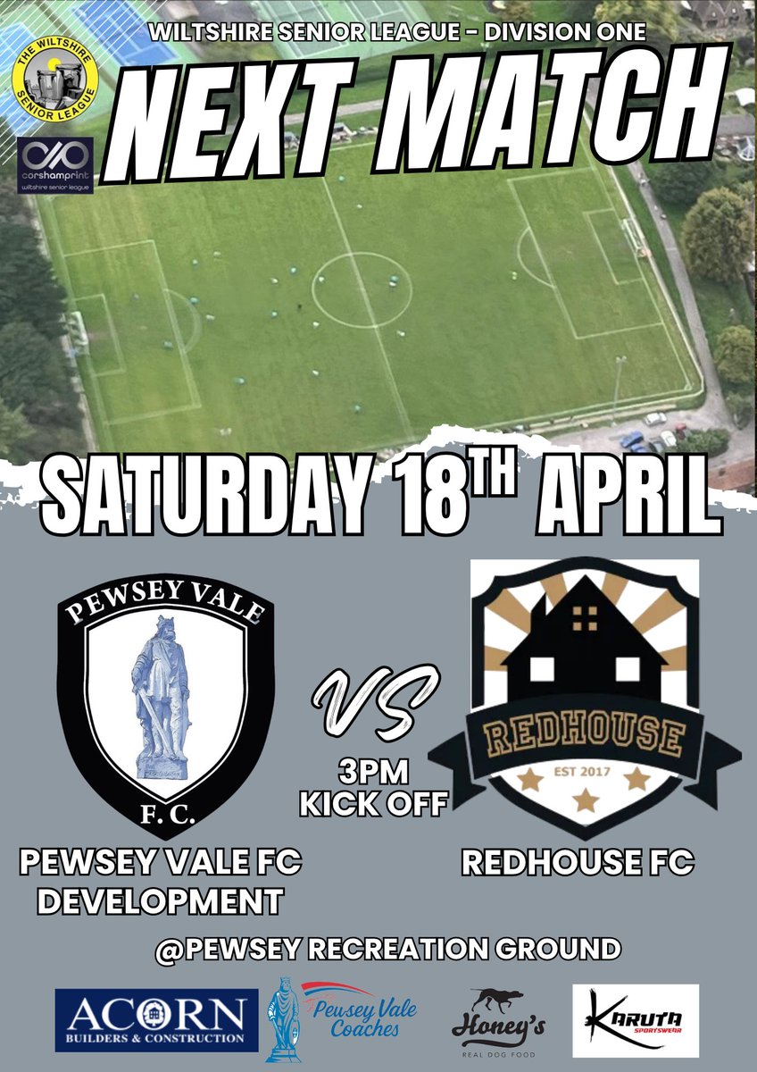 pewseyvalefc's tweet photo. ⚫️⚪️  Devs penultimate home game at the Rec ⏩️

Pewsey Vale FC Development 🆚 @RedhouseFC 
🏟️Pewsey Recreation Ground
⚽ 3pm KO
☕🍺Clubhouse open from 2:30pm https://t.co/aoDdlSlCTA