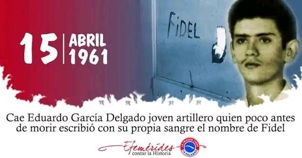 Eduardo García Delgado, asesinado por el enemigo imperialista en el Aeropuerto de Ciudad Libertad que en su último suspiro escribió con su sangre ❗FIDEL❗
#CubaEstáFirme. #UnidosXCuba
 #LaPatriaSeDefiende. 🇨🇺❤