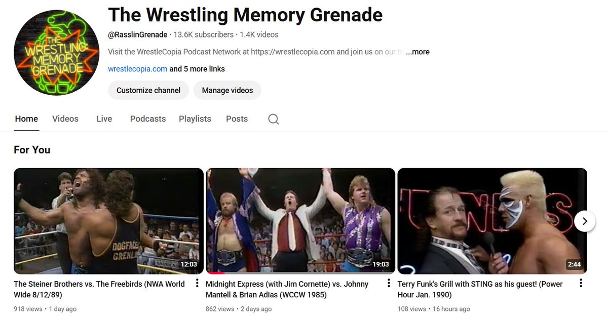 Subscribe to the WrestleCopia Youtube for Podcasts, VideoCasts, and plenty of old school rasslin being added all the time. youtube.com/rasslingrenade