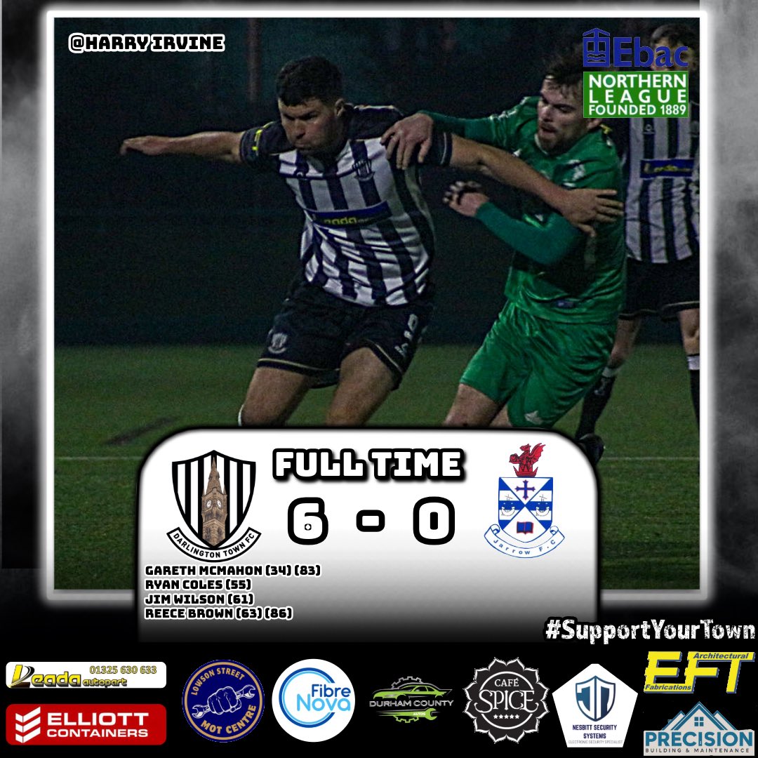 DarloTownFC's tweet photo. 𝑵𝑶𝑹𝑻𝑯𝑬𝑹𝑵 𝑳𝑬𝑨𝑮𝑼𝑬 𝑪𝑼𝑷 𝑭𝑰𝑵𝑨𝑳𝑰𝑺𝑻𝑺  🤩 

Performance Of The Season right there 👏🏻 

What a Shift Lads agaisnt a top Jarrow Side Chasing Promotion!

All The Best &amp; Good Luck in the Playoffs lads @jarrow_fc 🤝 

#SupportYourTown ⚪️⚫️ https://t.co/1ikIVNOBjg