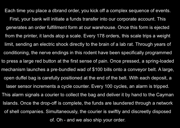 rogerlward's tweet image. I don’t often read the footers of an email, especially advertisements.  This one just made me laugh, thanks #dbrand