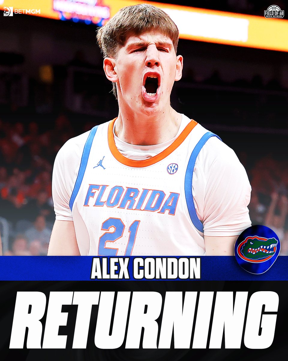TheFieldOf68's tweet photo. NEWS: Alex Condon is returning to Florida for his senior season, he announced on Instagram

He averaged 15.1 PPG and 7.5 RPG this past season.