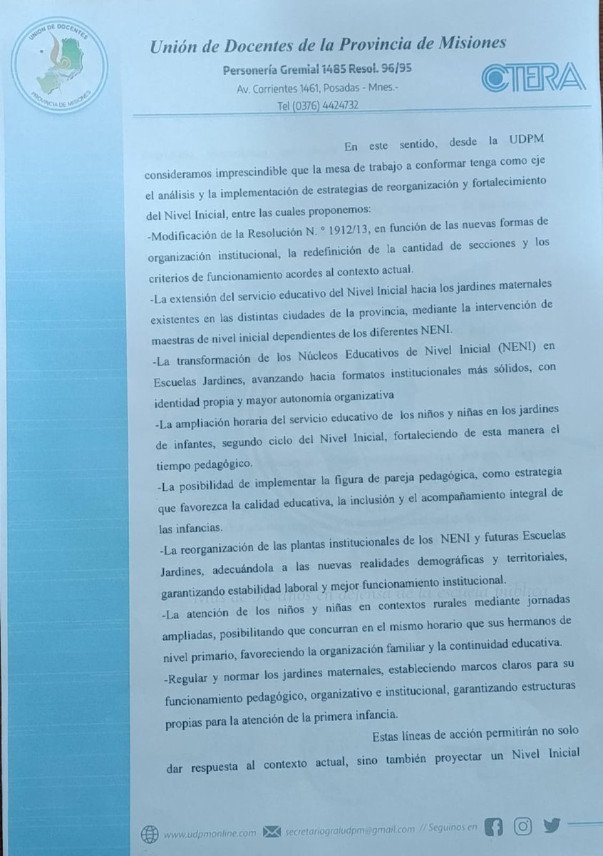 grillo141's tweet photo. Una vez+ insistimos desde @udpm_misiones la necesidad d conformar Mesa Trabajo politico-sindical q dé respuestas concretas a demandas estructurales del N. Inicial. La baja tasa natalidad  exige decisiones políticas q resguarden fuentes laborales y bienestar de nuestra gurisada. https://t.co/Jo3EEdrYjU