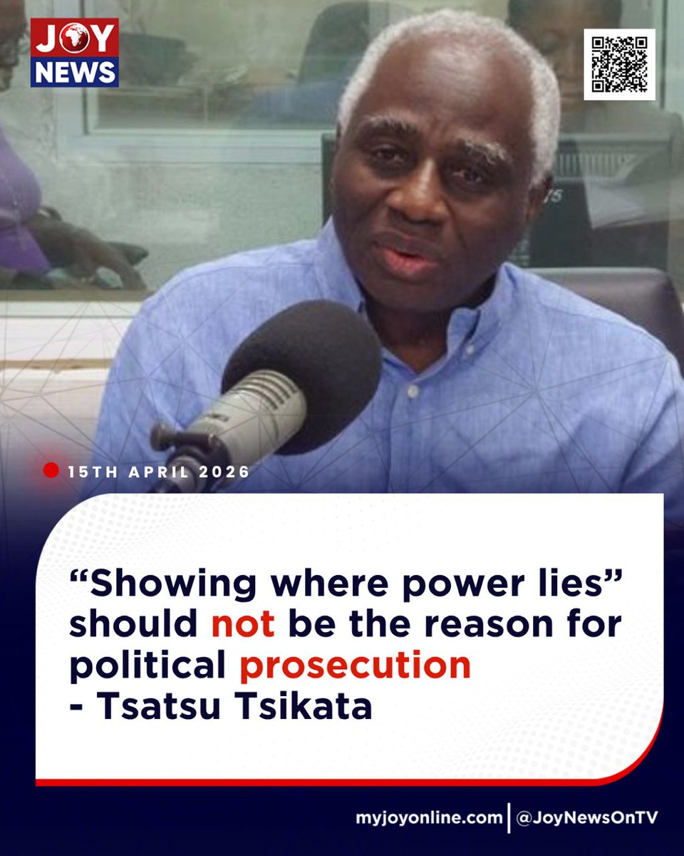 JoyNewsOnTV's tweet image. "Showing where power lies" should not be the reason for political prosecution - Tsatsu Tsikata

#JoyNews #Viral #Explorepage #Ghana #JoyFM #GhanaNews #Ghana #NewsUpdate #Africa #GhPolitics #News #AfricaNews #CurrentAffairs #vlog