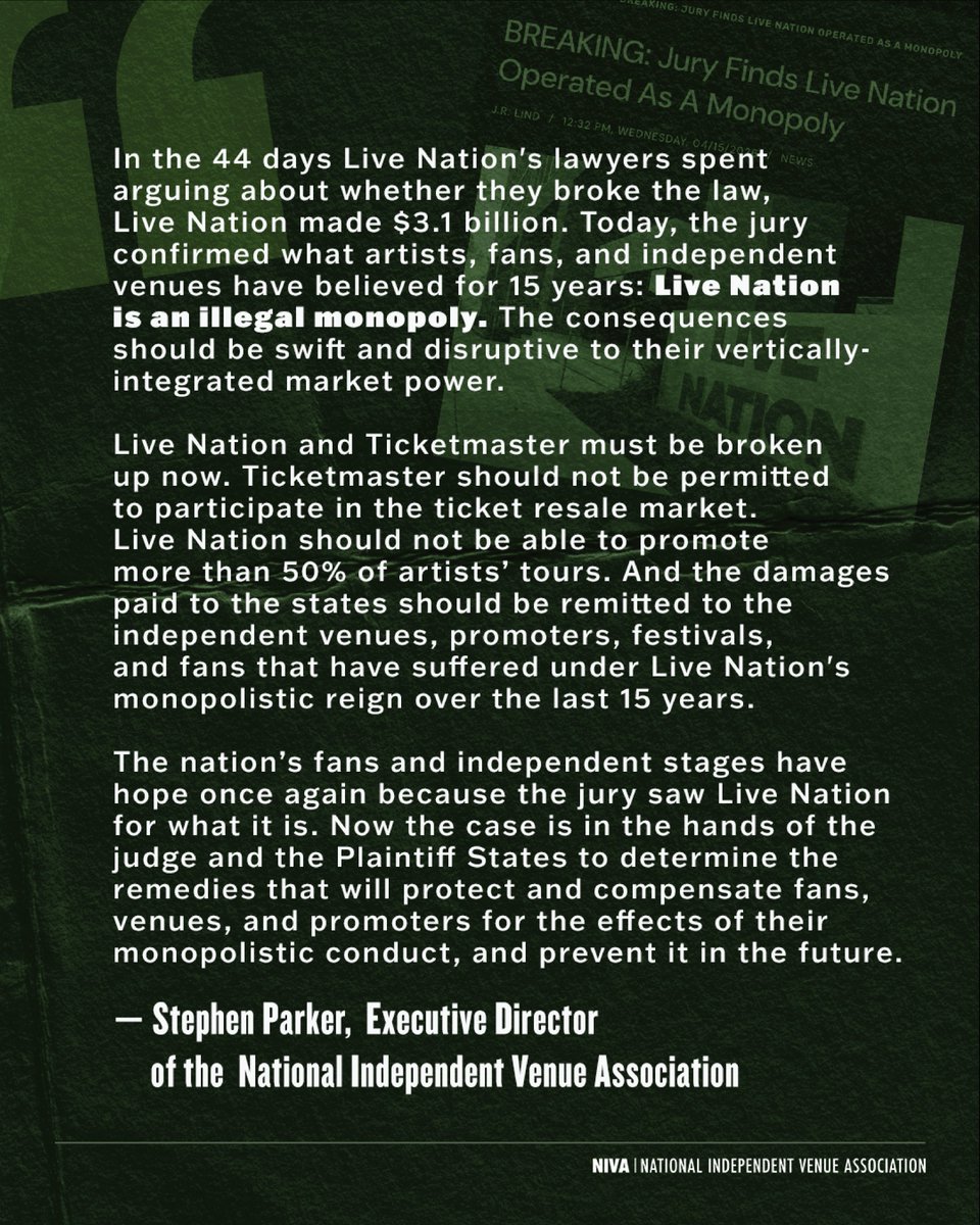 NIVA - National Independent Venue Association tweet media