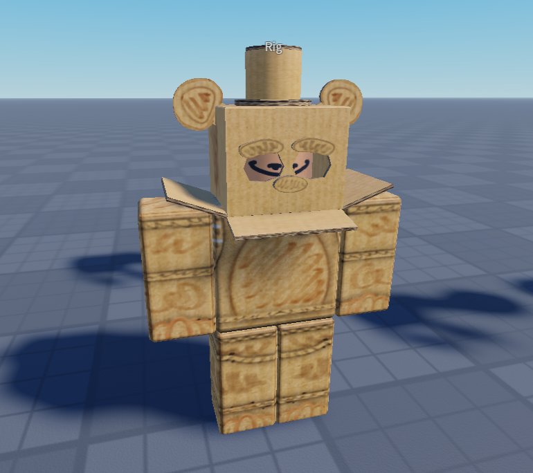 Taco3D's tweet image. Hello everyone taco here! Im really liking cardboard stuff so here's Cardboard fazebear 

roblox.com/share?code=302…

roblox.com/share?code=e79…

roblox.com/share?code=9bf…

Cardboard Box mask, 2D pants and shirt!! Check it out and let me know what you think!!!

#Roblox #UGC #Roblox