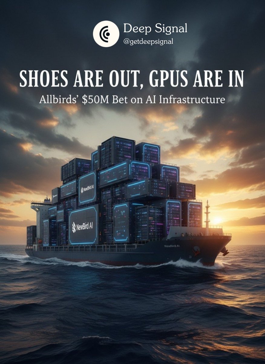GetDeepSignal's tweet photo. Allbirds ($BIRD) is becoming an AI company.

Rebranding as “NewBird AI”
Stock +876% in 1 day

$50M raised to shift from shoes ➝ AI infra (GPUs)

Smart pivot or hype-driven exit liquidity? https://t.co/djPpthiA3u