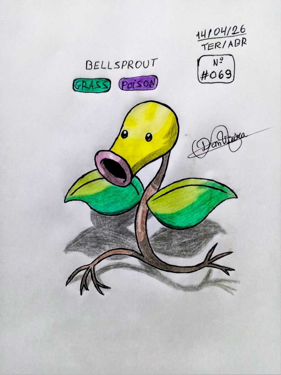 DaniloViei97725's tweet image. Meu Desenho do Bellsprout 🔔🌱
(O bellsprout parece muito a planta de plantas vs zumbis né 🤔)
#pokemon #bellsprout #draw