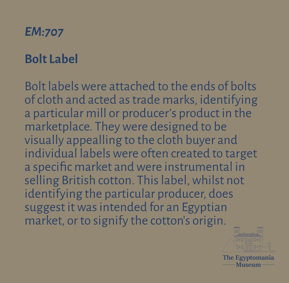 EgyptomaniaMuse's tweet image. Day 105 of #photoaday 

A colourful product label used for Egyptian textiles that were sold across the world 

#365days #365daychallenge #365photodaychallenge