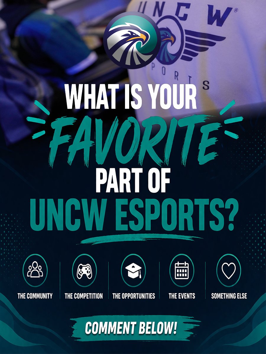 uncwesports's tweet photo. As the semester ends we want to know your favorite part of UNCW Esports!

#esports #esportslife #uncw #uncwesports #wilmingtonnc https://t.co/4Dc3I46kOO