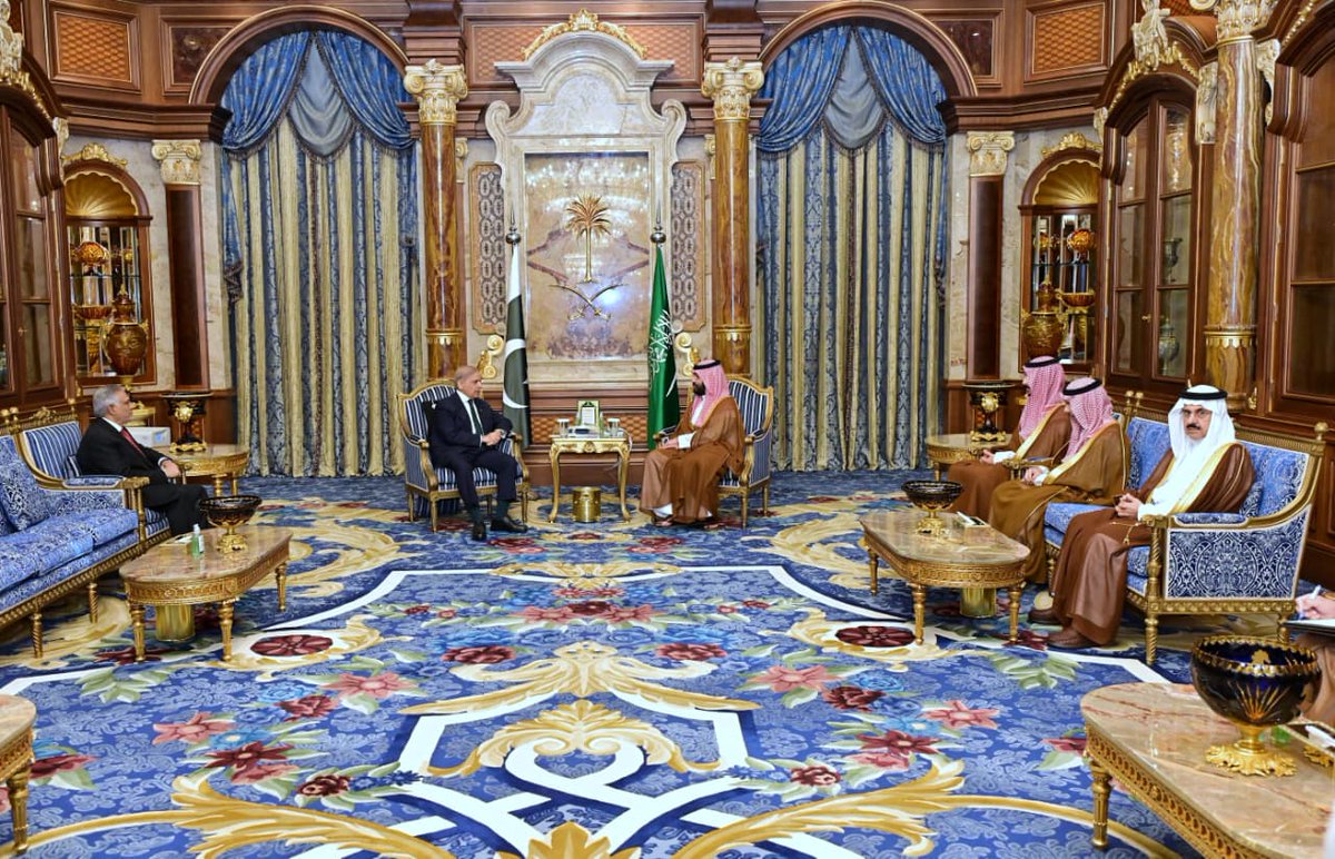Prime Minister Muhammad Shehbaz Sharif meets Crown Prince and Prime Minister of Kingdom of Saudi Arabia, Prince Mohammed bin Salman bin Abdulaziz Al-Saud in Jeddah. 15 April, 2026.