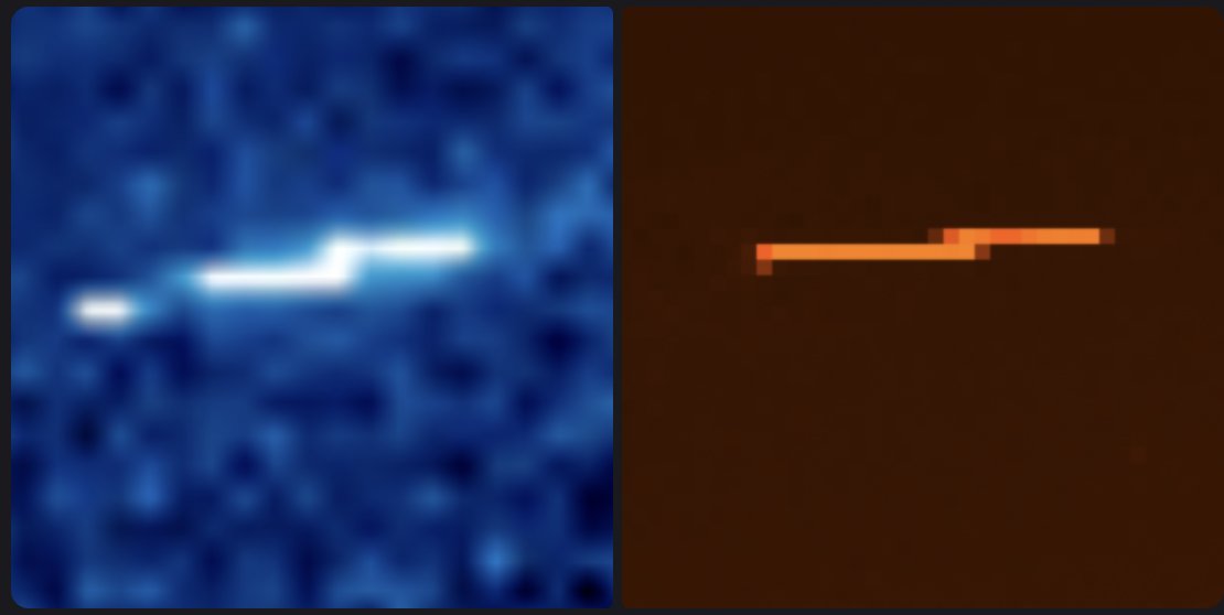 CrazySwedeX's tweet image. Left is March 12th on LASCO C3, right is March 17th on GOES19 CCOR1. Over and out.

#UAP #uapX