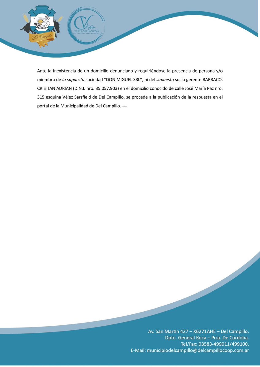 LA NO RESPSUESTA DEL MUNICIPIO. 
Además me desconocen, pero para cobrarme se acuerdan de mí número de teléfono 😏.
Con esto lidiamos en el interior.
<a href="/JMilei/">Javier Milei</a> 
<a href="/fedesturze/">Fede Sturzenegger</a>