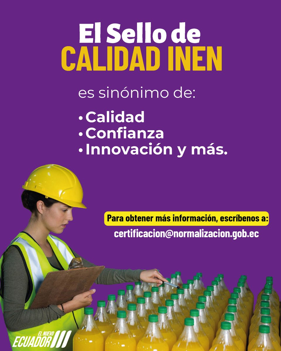 INEN_EC's tweet photo. El Sello de Calidad INEN es un aliado para que permite impulsar la innovación, sostenibilidad y crecimiento empresarial.

Descubre sus ventajas y conoce cómo obtener esta certificación de calidad:👉🏽https://t.co/LxAB5iZfvm https://t.co/S5n1R75rln