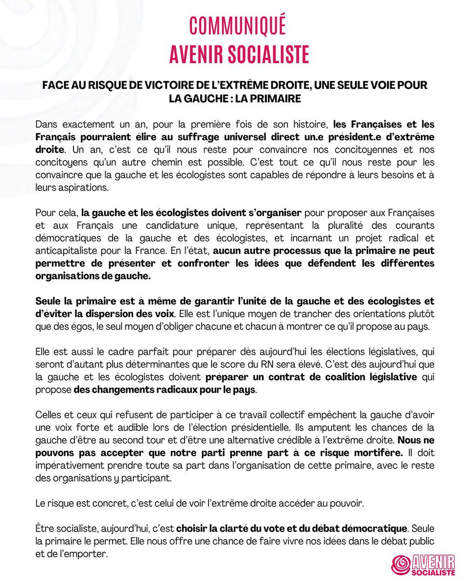 Avenir socialiste tweet media