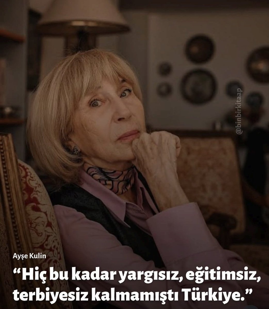 Ayşe Kulin;

"Hiç bu kadar yargısız,eğitimsiz, terbiyesiz kalmamıştı Türkiye." 

#EgitimdeŞiddet 
#EgitimdeŞiddeteHayır