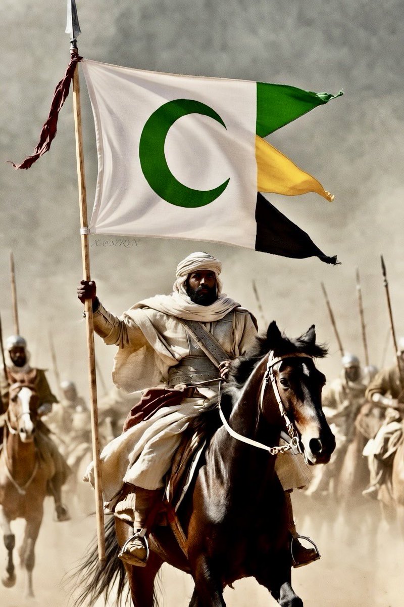 S7Ryn's tweet photo. راية حضرموت🚩

عبارة عن عصا/رمح ورقعة بيضاء يتوسطها هلال أخضر وثلاث عذبات خضراء وصفراء وسوداء (وقيل سوداوين وبيضاء)

بها فتحتين للضوء وتسمى (الضياء) 

الشعار: (صفوان)
و يرمز لإسم أو لقب أحد الأجداد الأبطال الذين ميزوا أنفسهم بالشجاعة النخوة.

القائد: وائل بن حجر الحضرمي. 

#AI https://t.co/9cy3ZxdxDR