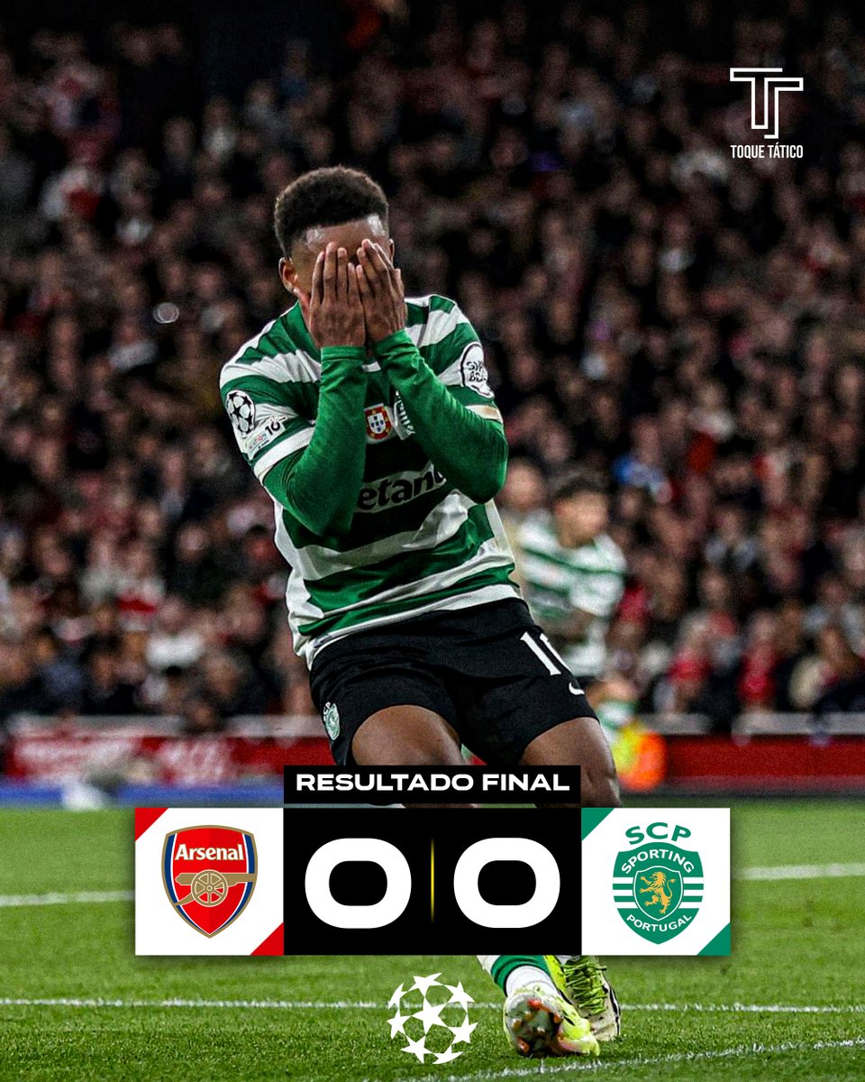 😔 Empate a zeros no Emirates e o Sporting está fora da Liga dos Campeões! 🦁

Os leões deram luta aos líderes da Premier League mas foi insuficiente para reverter a derrota de Alvalade.