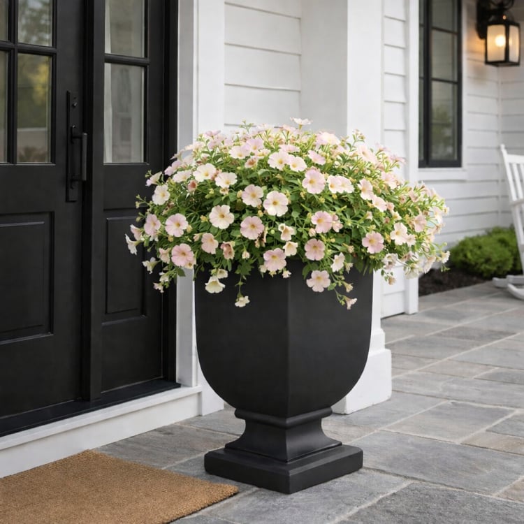 In design, scale is everything. To create an elegant, grounded entry, your planters need enough visual weight to anchor the space. Choose containers, such as the Julian Urn, that reach at least one-third of your door height to create a sense of lasting architecture.