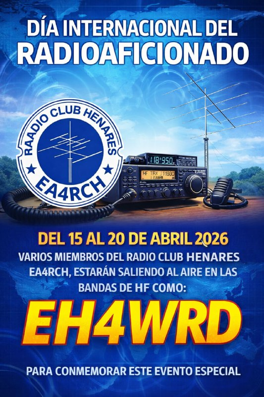 AlbertoRRodas's tweet photo. Actividad especial de @EA4RCH por el Día del Radioaficionado, del 15 al 20 de abril. Detalles en https://t.co/bb1PZsdjeL https://t.co/CruVW4WxjE