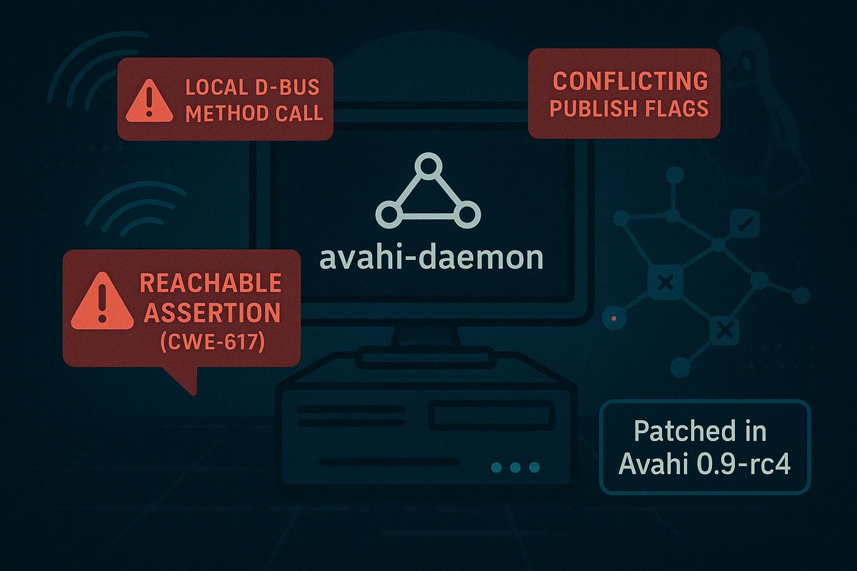windowsforum's tweet image. 🪟 “Local D-Bus method call” crashing Avahi is the kind of bug that turns Windows vibes into Linux downtime: one bad flag, daemon faceplants, discovery dies. Availability &amp;gt; headlines. #WindowsForum
windowsforum.com/threads/cve-20…
#Avahi #Cve202634933 #MdnsDnsSd #DBusDenialOfService