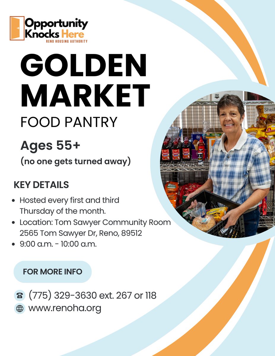 RHAHousing's tweet photo. Golden Market is tomorrow morning!

RHA's Golden Market food pantry is open from 9:00-10:00 a.m. the first and third Thursdays of every month to all community members, with a primary focus on helping those aged 55+. However, no one will be turned away.

(1/2) https://t.co/jum0QIkNP5