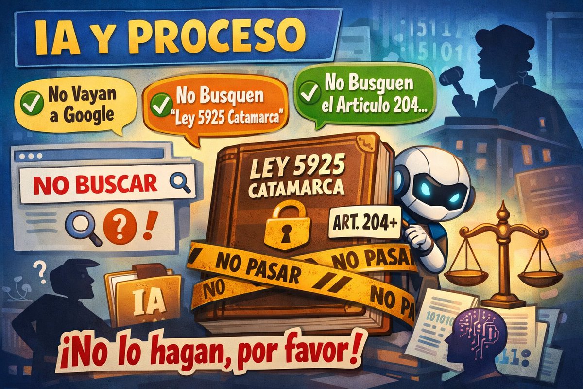 IA Y PROCESO

Les pedimos que bajo ningún concepto:
✅ Vayan a Google
✅ Busquen "ley 5925 Catamarca" 
✅ Busquen el artículo 204 y los que siguen
No lo hagan, por favor!!!