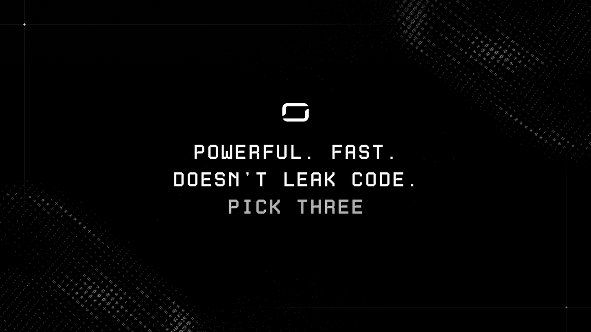 orgn_official's tweet photo. Good AI dev tools are powerful. Fast AI dev tools are fast. Secure AI dev tools don’t leak your code.

The industry forces you to choose only two.
We said pick all three.

Confidential compute. Cryptographic proofs. No training on your code, ever.

It's not a privacy policy, it’s architecture.