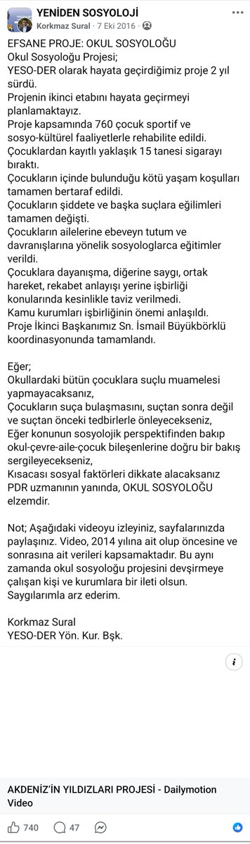İlgili projenin tanıtımı sonraki tweette. Meslek hayatımız boyunca bunları kanıtlarıyla anlattık. Okullarda sosyolog şart. Ancak kurumlar ilgilenmedi.
#toplumuanlıyoruz
