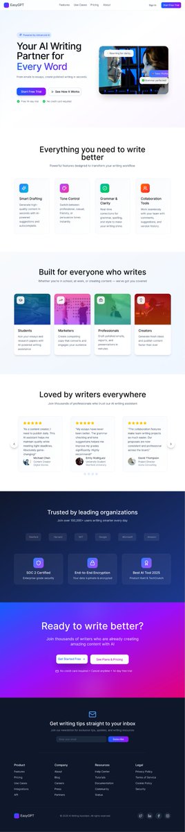 oluronkis's tweet photo. Just designed a modern, high-converting homepage for an AI Writing Assistant 🚀✨ Clear value, sleek visuals, and mobile-first usability, because great writing deserves a great platform https://t.co/WoBp5fygfN