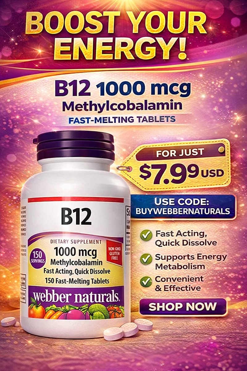 marketoffers10's tweet image. B12 1000 mcg Methylcobalamin Fast-Melting Tablets

For just: $7.99 USD 💥

LINK: webbernaturals.com/?ref=axqjisww
CODE: buywebbernaturals

#Vitamins #VitaminB12 
@webbernaturals @NaturalsWe23326 @amazon