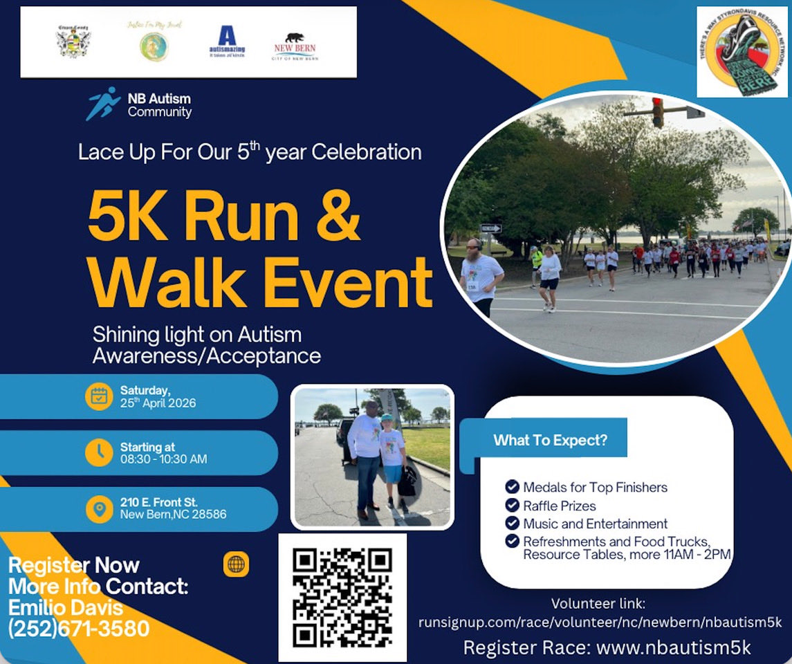 styrondavis's tweet image. Day 10: Only 10 days until we run for a cause! April 25th, 8 a.m. nbautism5k.com #NewBern5K #RunForAutism #AwarenessMatters #NBAutism5k 💙💜❤️🧡🩷💛😊✌️