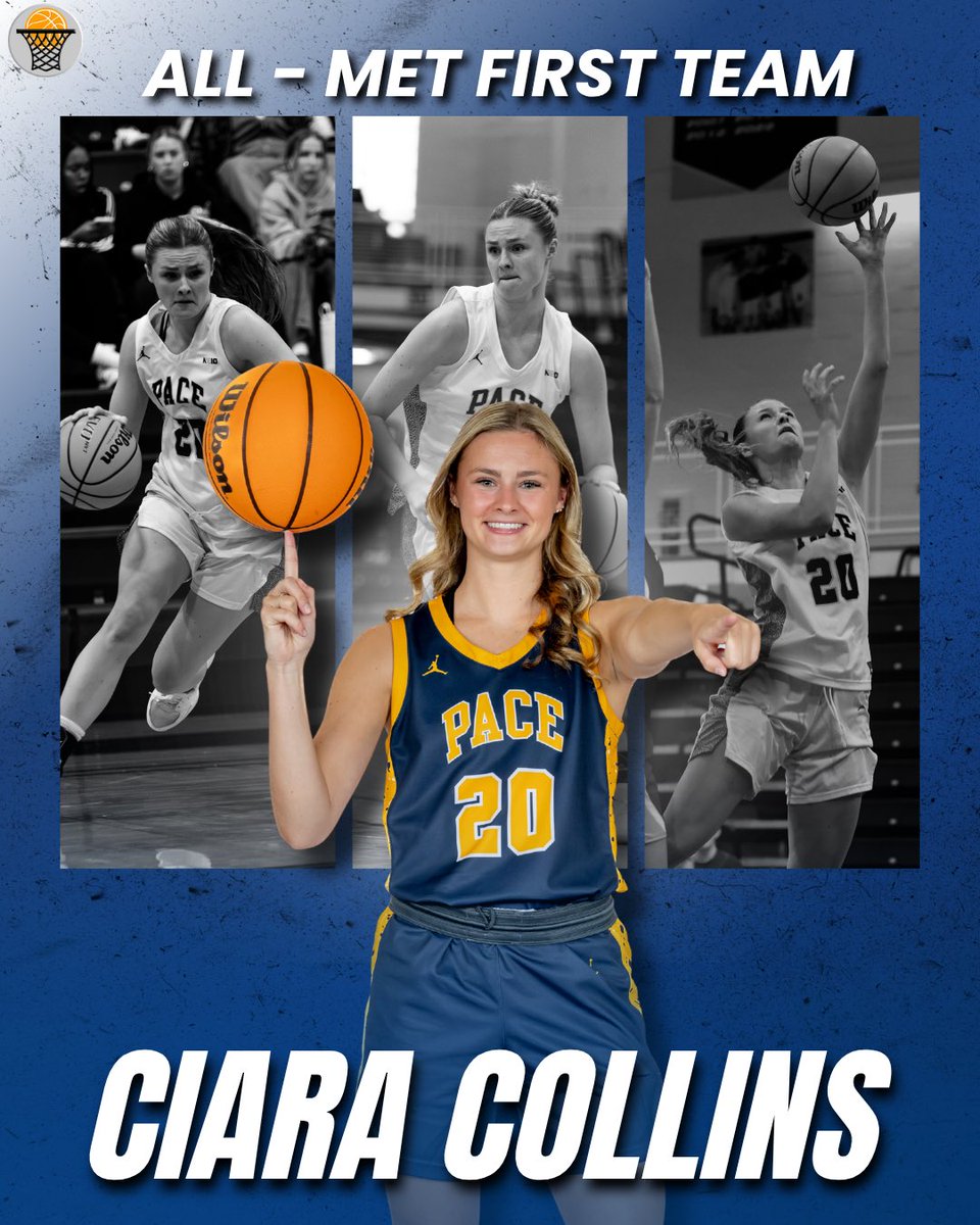 PaceWBB's tweet image. 📣Congratulations to Ciara Collins on being named to the All-Met First Team. 🗽🏀

A well deserved honor!! 💛💙🐾
#pacewbb #hardwork #dedication