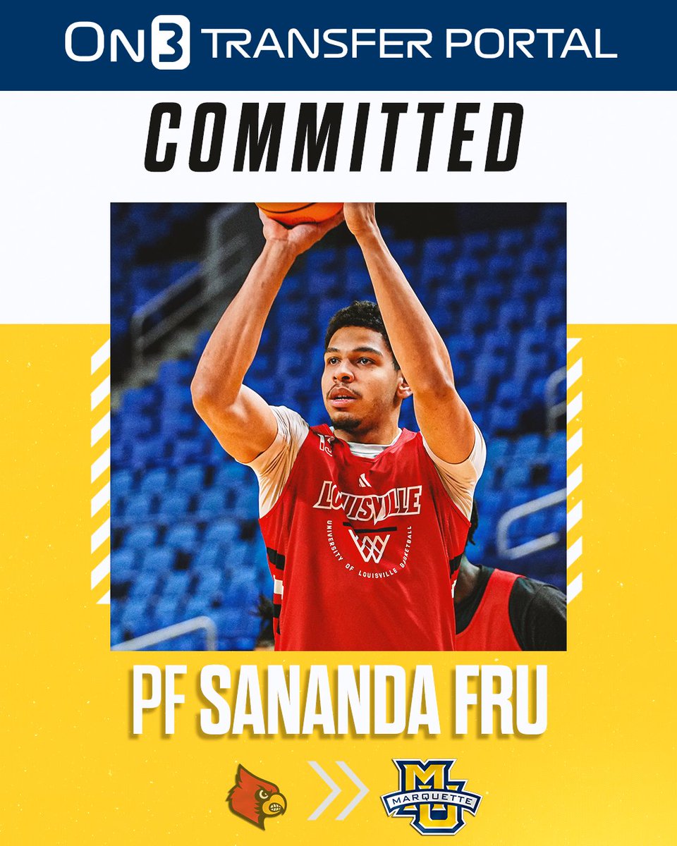 TransferPortal's tweet photo. BREAKING: Louisville transfer forward Sananda Fru has committed to Marquette, @TheFieldOf68 reports.

https://t.co/qvUGVVFKY6 https://t.co/1tcnNlTQeG